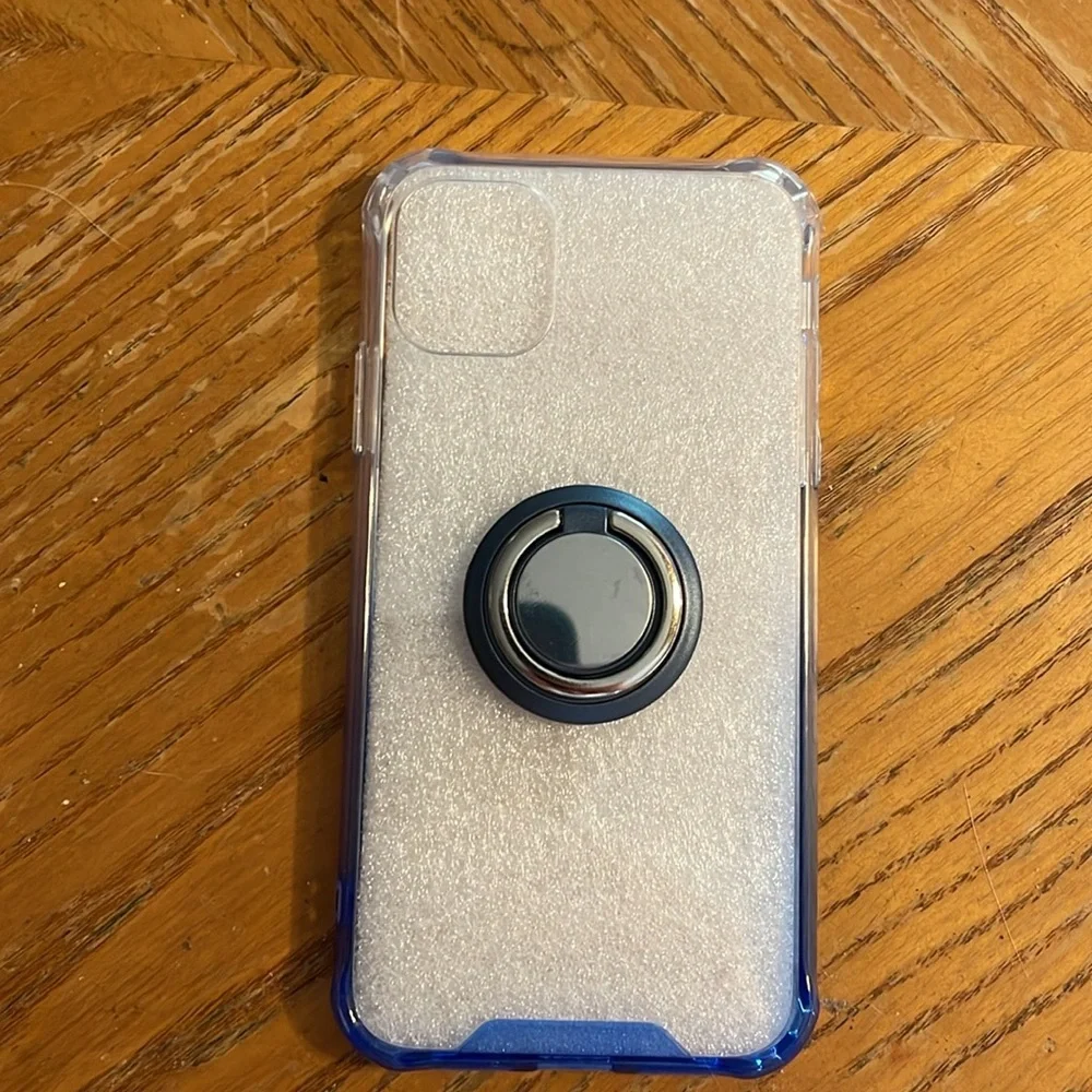 New iPhone 11 clear blue/white phone case with phone ring